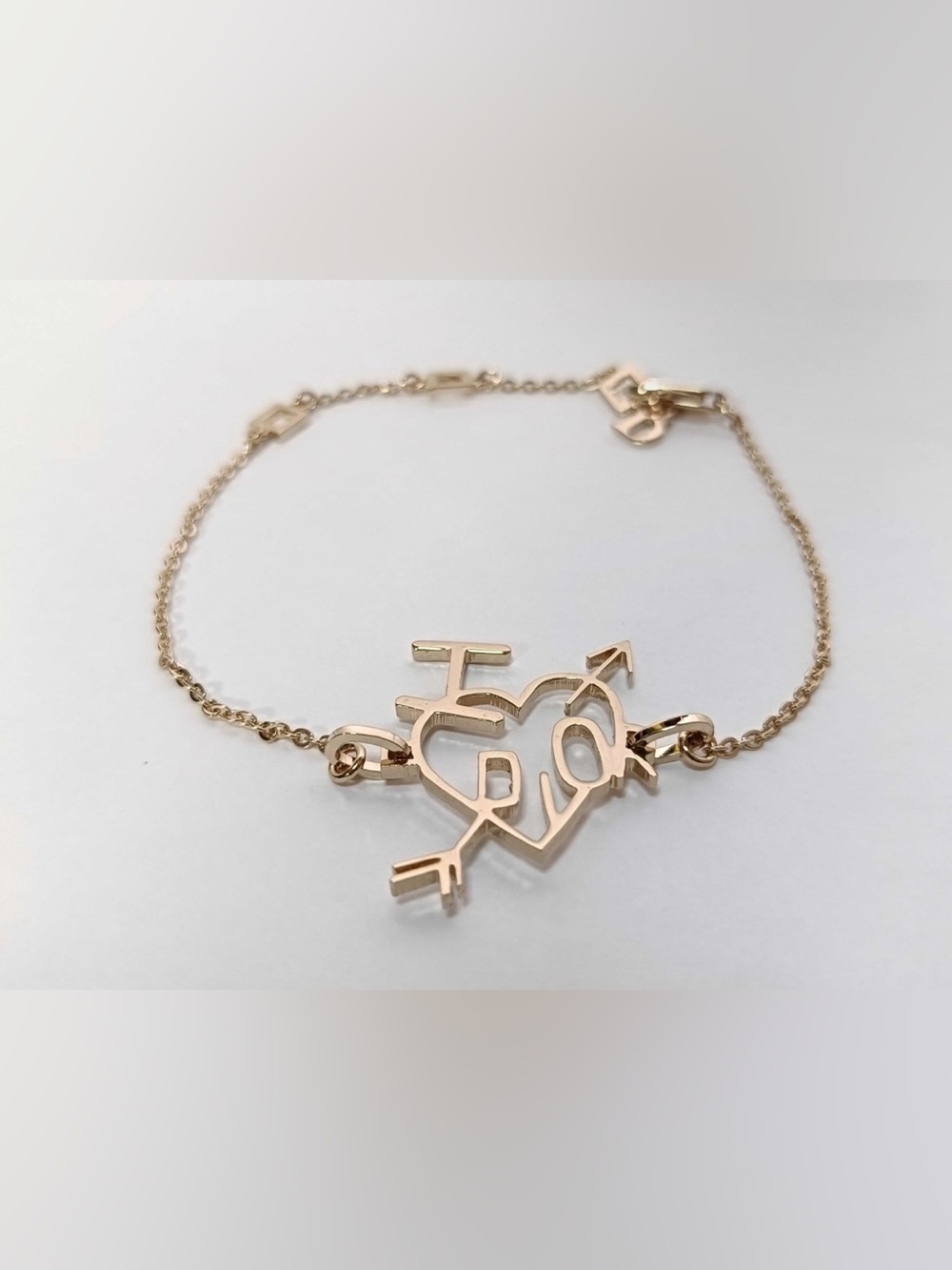 I live Dior Silver Heart and Arrow Bracelet